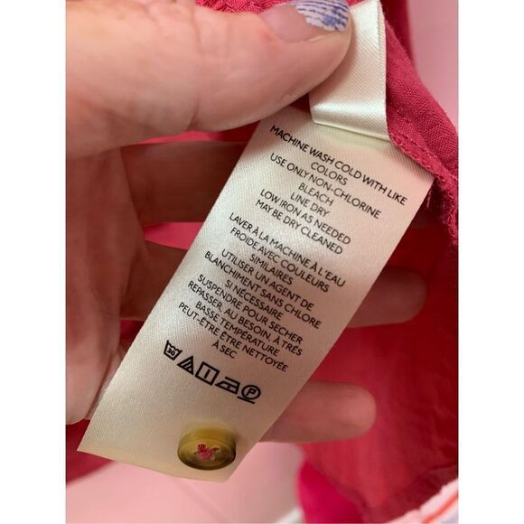 Anthropologie Pilcro Women's Coral Textured Lace Up Button Up Shirt Medium - Picture 6 of 12